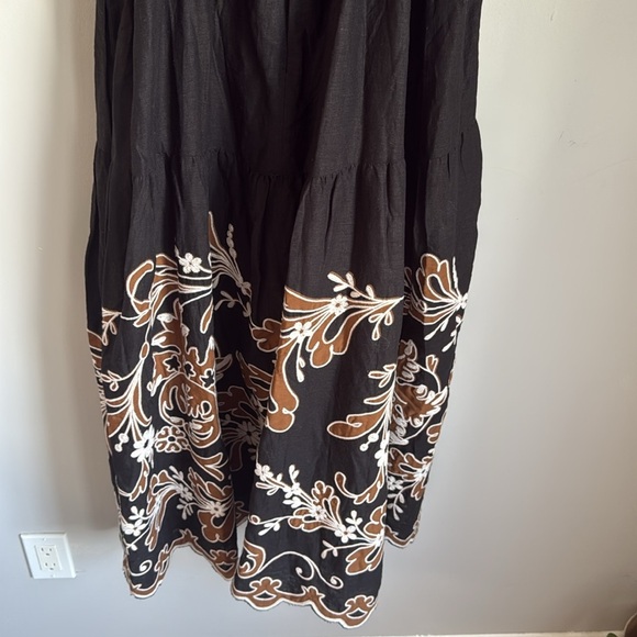 By Anthropologie Appliqué linen blend Midi Dress Medium - Picture 10 of 15